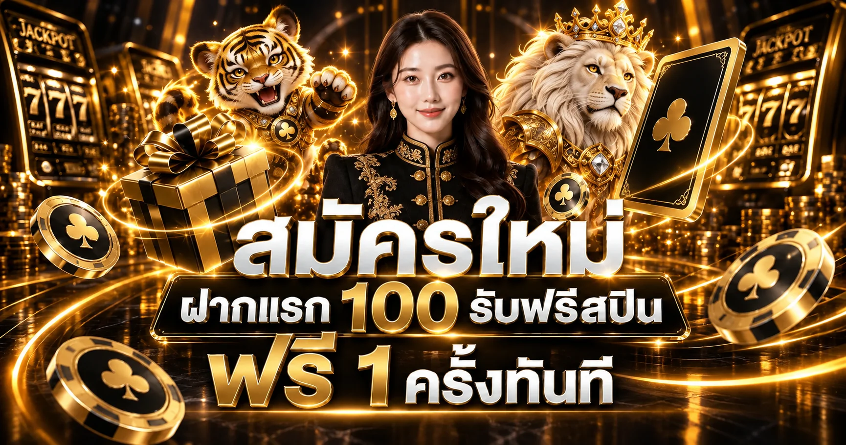 โปรโมชั่นสมัครใหม่ AMBWINNER ในธีมคาสิโนสีดำทอง